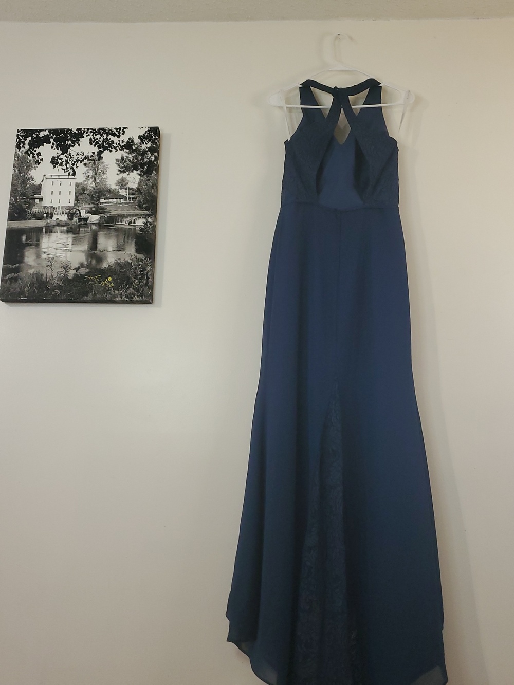 Christina Wu Celebration Navy Halter Style Maxi Dress Size 6 Style 22842 Wedding - Picture 4 of 16